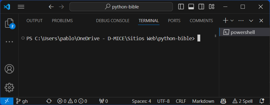 Terminal de Visual Studio Code